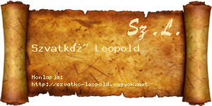 Szvatkó Leopold névjegykártya