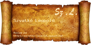 Szvatkó Leopold névjegykártya